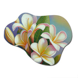 White And Yellow Blossoming Plumeria III - Asymmetric Metal Wall Art