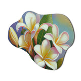 White And Yellow Blossoming Plumeria III - Asymmetric Metal Wall Art