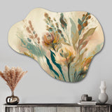 Wild Flowers In Faded Vintage Colours III - Asymmetric Metal Wall Art