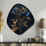 Glam Golden Rose On Black II - Asymmetric Metal Wall Art