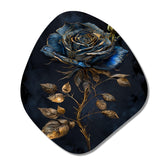 Glam Golden Rose On Black II - Asymmetric Metal Wall Art