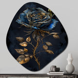 Glam Golden Rose On Black II - Asymmetric Metal Wall Art