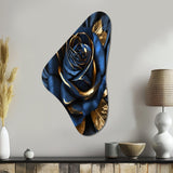 Gilded Rose In Kings Blue I - Asymmetric Metal Wall Art