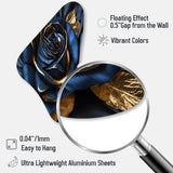 Gilded Rose In Kings Blue I - Asymmetric Metal Wall Art