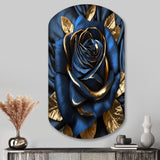 Gilded Rose In Kings Blue I - Asymmetric Metal Wall Art