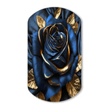 Gilded Rose In Kings Blue I - Asymmetric Metal Wall Art