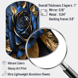 Gilded Rose In Kings Blue I - Asymmetric Metal Wall Art