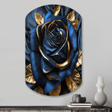 Gilded Rose In Kings Blue I - Asymmetric Metal Wall Art