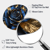 Gilded Rose In Kings Blue I - Asymmetric Metal Wall Art