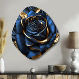 Gilded Rose In Kings Blue I - Asymmetric Metal Wall Art