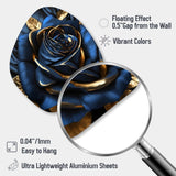 Gilded Rose In Kings Blue I - Asymmetric Metal Wall Art