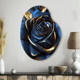 Gilded Rose In Kings Blue I - Asymmetric Metal Wall Art