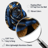 Gilded Rose In Kings Blue I - Asymmetric Metal Wall Art