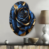 Gilded Rose In Kings Blue I - Asymmetric Metal Wall Art