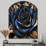 Gilded Rose In Kings Blue II - Asymmetric Metal Wall Art