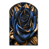 Gilded Rose In Kings Blue II - Asymmetric Metal Wall Art