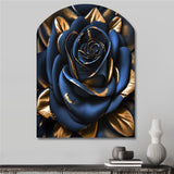 Gilded Rose In Kings Blue II - Asymmetric Metal Wall Art