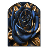 Gilded Rose In Kings Blue II - Asymmetric Metal Wall Art