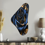 Gilded Rose In Kings Blue II - Asymmetric Metal Wall Art