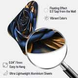 Gilded Rose In Kings Blue II - Asymmetric Metal Wall Art