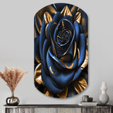 Gilded Rose In Kings Blue II - Asymmetric Metal Wall Art