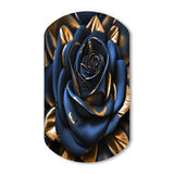 Gilded Rose In Kings Blue II - Asymmetric Metal Wall Art