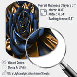 Gilded Rose In Kings Blue II - Asymmetric Metal Wall Art