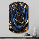 Gilded Rose In Kings Blue II - Asymmetric Metal Wall Art