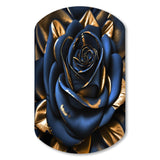 Gilded Rose In Kings Blue II - Asymmetric Metal Wall Art