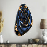 Gilded Rose In Kings Blue II - Asymmetric Metal Wall Art