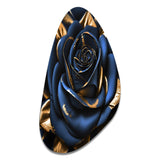 Gilded Rose In Kings Blue II - Asymmetric Metal Wall Art