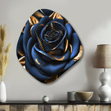 Gilded Rose In Kings Blue II - Asymmetric Metal Wall Art