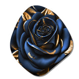 Gilded Rose In Kings Blue II - Asymmetric Metal Wall Art