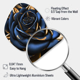 Gilded Rose In Kings Blue II - Asymmetric Metal Wall Art