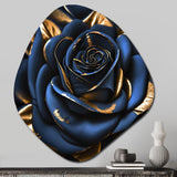 Gilded Rose In Kings Blue II - Asymmetric Metal Wall Art