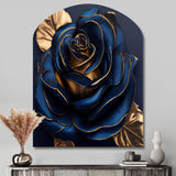 Gilded Rose In Kings Blue III - Asymmetric Metal Wall Art