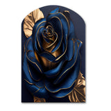 Gilded Rose In Kings Blue III - Asymmetric Metal Wall Art