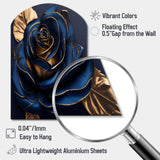 Gilded Rose In Kings Blue III - Asymmetric Metal Wall Art