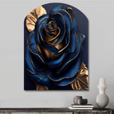 Gilded Rose In Kings Blue III - Asymmetric Metal Wall Art