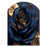 Gilded Rose In Kings Blue III - Asymmetric Metal Wall Art