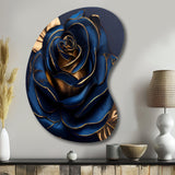 Gilded Rose In Kings Blue III - Asymmetric Metal Wall Art