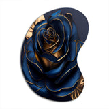 Gilded Rose In Kings Blue III - Asymmetric Metal Wall Art