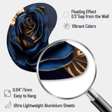 Gilded Rose In Kings Blue III - Asymmetric Metal Wall Art