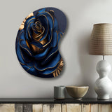 Gilded Rose In Kings Blue III - Asymmetric Metal Wall Art