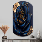 Gilded Rose In Kings Blue III - Asymmetric Metal Wall Art