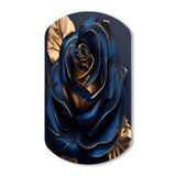 Gilded Rose In Kings Blue III - Asymmetric Metal Wall Art