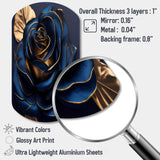 Gilded Rose In Kings Blue III - Asymmetric Metal Wall Art