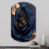 Gilded Rose In Kings Blue III - Asymmetric Metal Wall Art