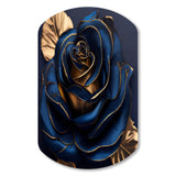 Gilded Rose In Kings Blue III - Asymmetric Metal Wall Art