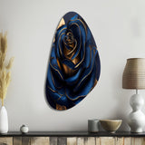 Gilded Rose In Kings Blue III - Asymmetric Metal Wall Art